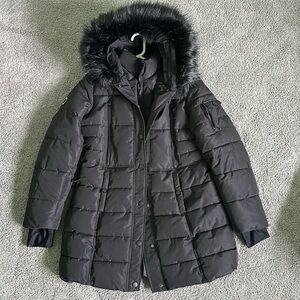 Nautica Women's Heavyweight Puffer Jacket with Faux Fur Lined Hood